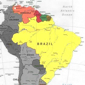 Cartina del Brasile e della costa atlantica