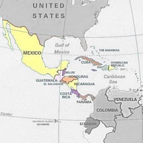 Cartina  L'America centrale